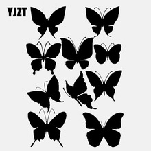 YJZT-pegatinas de vinilo de mariposa para coche, decoración con calcomanía desmontable, C24-0311 negro/plateado, 10CM x 14,7 CM 2024 - compra barato