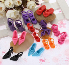 HOT SALE 1/6 Dolls Mixed Colors Styles Shoes Packs Shoes For 30cm Girl Dolls High-Heeled Sandals Slippers Shoes Bag 100Pairs/lot 2024 - buy cheap