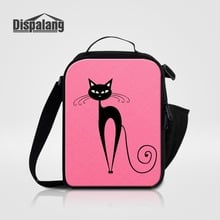 Dispalang-fiambrera térmica con estampado de gato abstracto para niños, lonchera con estampado de dibujos animados, bolsa de comida para Picnic 2024 - compra barato