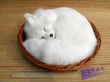 big simulation white fox toy lifelike lovely sleeping fox in a basket doll gift 27x12cm 2024 - buy cheap