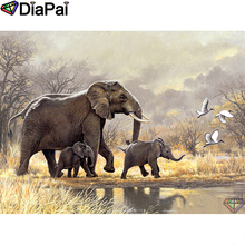 DIAPAI-pintura de diamante 5D DIY "elefante Animal", cuadrados o redondos de imitación bordado de diamantes, estilo punto de cruz, decoración 3D, A22356, 100% 2024 - compra barato