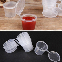 50Pcs 1 Set  25ml/40ml Plastic Small Sauce Food Cups Storage Containers Clear Boxes + Lids 2024 - buy cheap
