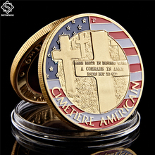 The Normandie War Antique Gold Plated America Challenge Coin With Round Acrylic Box For Collection 2024 - buy cheap