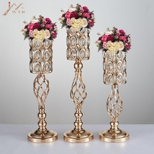 IMUWEN Metal Golden Candle Holders Hollow Crystal Wedding Table Candelabra Centerpiece Flower Rack Road Lead For Home Decor 2024 - buy cheap