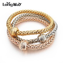 LongWay-brazalete de cristal joyería para mujer, colgante redondo, pulsera de abalorios Vintage, brazaletes de Color dorado y plateado, joyería SBR150179 2024 - compra barato