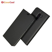 Capa carteira de couro ultra-fina com flip, capa com suporte para xiaomi pocophone f1 2024 - compre barato