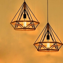 Lámpara colgante Vintage para comedor, iluminación LED Edison, con cuerda de hierro y diamantes, para el hogar 2024 - compra barato