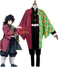 Disfraz de Demon Slayer para hombre, disfraz de Anime Kimetsu no Yaiba Tomioka Giyuu, ropa japonesa para Halloween 2024 - compra barato