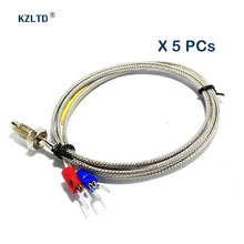 Termopar de cable tipo K, Sensor térmico de 0-400 grados, alta temperatura, sonda tipo K, tornillo de M6, 1M, 2M, lote de 5 unidades 2023 - compra barato