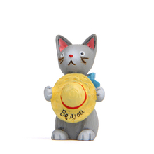 Japanes Zakka Cat Hold Hat Figure Toys Resin Kawai Cat Model Toys Props Garden Stands Ornaments Home Decor 2024 - buy cheap