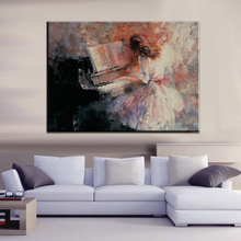Skilled Artist Hand-painted High Quality Abstract Beautiful Lady Playing Piano Oil Painting On Canvas Abstract Piano Paintings 2024 - buy cheap