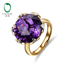 New Free shipping 9.02ct 15mm Round Purple Amethyst 14k Gold Natural Diamond Engagement Ring 2024 - buy cheap