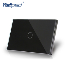 1 банда 2 Way US/AU стандартный Wallpad сенсорный экран вкл/выкл электрический выключатель света черная кристальная стеклянная панель 2 места переключатель управления 2024 - купить недорого