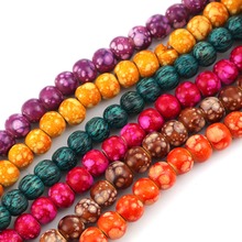 DoreenBeads Fashion Wood Spacer Beads Round Orange-red Spot Charms About 10mm - 9mm Dia, Hole: Approx 3mm, 47cm long, 1 Strand 2024 - buy cheap
