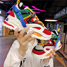 Zapatillas de correr con plataforma para mujer, zapatos deportivos con aumento de altura, ligeros, color negro, rojo, 2020 2024 - compra barato