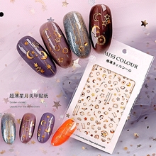 2 Sheets Self-adhesive Gold Nail Sticker Decals For Nail Art Tips Decorations Manicure Fake Nails Accessoires Star Moon Stickers 2024 - buy cheap