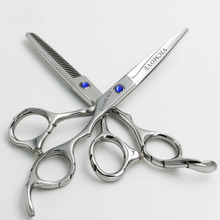 6'' Japan 440C Steel Hairdressing Scissors Cutting Shears Thinning Scissors Professional Human Barber Hair Scissors 2024 - buy cheap