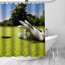 Cortina de chuveiro com bola de golf personalizada, de alta qualidade, tecido de poliéster, ganchos de cortina para banheiro, resistente a bolor, decoração de banheiro 2024 - compre barato