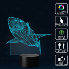 Shark Led Table Lamp 3d Touch Control Night 7 Colors Change Usb Led Desk Table Light Lamp  Power Bank Abajur Night Light 2024 - buy cheap