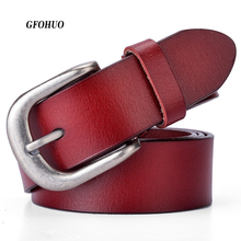 GFOHUO-cinturones de piel auténtica para mujer, hebillas pretina de Pin, elegantes, Vintage 2024 - compra barato