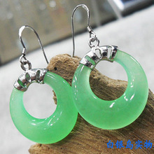 Lovely Fine  horse green gem stone earrings circle malay women's gem Earring wholesale [pair] earrings -jewelry 2024 - buy cheap
