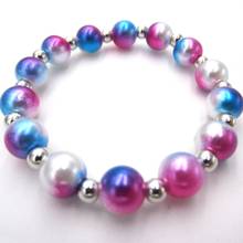 2PCS New Lovely Kids Girls Chunky Bracelet 8mm Colorful Pearl Beaded Toddler Baby Strand Bracelets Bangle Jewelry Gift For Child 2024 - buy cheap