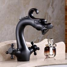 Black Or Antique Dragon Bathroom Basin Faucet brass bathroom faucets single handle Hot and Cold Water Tap Deck Mounted Mixer Tap 2024 - buy cheap