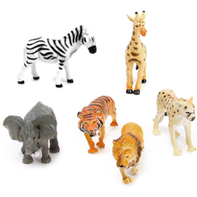 Figuras de animales salvajes de plástico, modelo de cebra, León, tigre, elefante, Zoo, Safari, lote de 6 2024 - compra barato