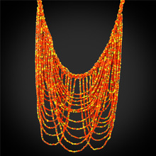 Collar largo multicapa para mujer, joyería única, colorida, sintético, Coral, estilo bohemio, N1728, 2016 2024 - compra barato