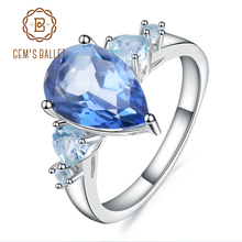 Женское кольцо с натуральным иолитовым голубым мистическим кварцем, небесно-голубым топазом, 925 пробы, серебряные кольца, ювелирное изделие, 2.89Ct 2024 - купить недорого