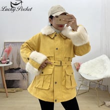 Female Winter New Turn Down Collar Parkas Women Flocking Warm Lambswool Coat Fashion High Quality Long  Sleeve Jacket Z619 2024 - buy cheap