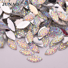 JUNAO 7x15 9x20 20*40 мм большой кристалл AB Стразы «лошадиный глаз» аппликации с плоской задней стороной из полимера хрустальные камни без горячей фиксации Алмазный страз 2024 - купить недорого