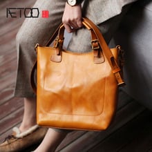 AETOO Textured Briefcase, female retro British style handmade cowhide handbag, simple leather shoulder crossbody bag 2024 - buy cheap