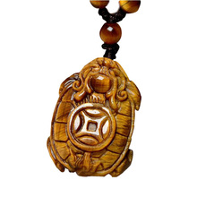 Drop Shipping Tiger Eye Stone Pendant Hand Carved Money Turtle Necklace With Chain Lucky Amulet Fine Jewelry Gift 2024 - buy cheap