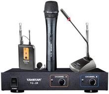 Microfone sem fio takstar verificador sem fio, sistema de microfone de conferência wireless vhf de canal duplo 2024 - compre barato