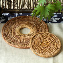 Handmade Woven Rattan Cup Coasters Natural Eco-Friendly Heat Insulated Pad Edge-Binding Bowl/Teapot Mat Tableware Placemat 2024 - buy cheap