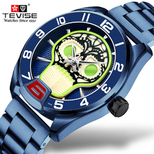 Tevise Mechanical Watches Stainless Steel Men Automatic Watch Fashion Luxury Blue Cool Skull Clock Relogio Masculino 2024 - buy cheap