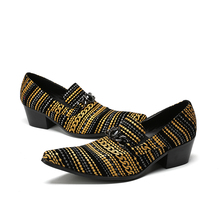 Zapatos de tacón alto para hombre, calzado masculino de cuero con rayas doradas, punta estrecha, oxford, para negocios y oficina 2024 - compra barato