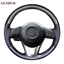 Gkmhor capa para volante de carro em couro, capa preta de fibra de carbono para mazda CX-5 cx5 atence 2014 nova mazda 3 CX-3 2016 2024 - compre barato