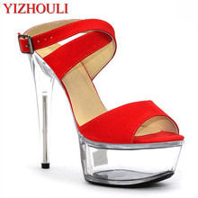 15 cm super high heels, model stage platform glass slipper, bride wedding banquet sandals 2024 - buy cheap