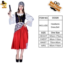 Dsplay fantasia feminina de pirata e xadrez, traje de festa, legal, clássico, vestido, cosplay, real, bandit, roupas de mulher 2024 - compre barato