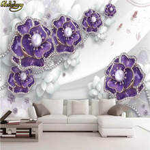 beibehang custom photo Mural wallpapers for living room Embossed purple flowers floral wallpaper 3D murals wall paper background 2024 - buy cheap