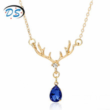 Dongsheng colar com pingente de cristal azul, gargantilha colar de luz de lua, formato de cervo com pingente de liga 2024 - compre barato