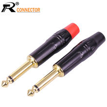 2pcs Luxury Smooth Black Audio Plug Connector 6.35mm Jack Mono Assembly Microphone Connector Black & Red 2024 - buy cheap