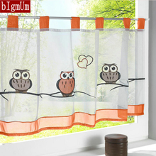 American Embroidery Half-curtain Owl/Flower Print Rural Kitchen Short Cabinet Curtains Small Rideau Cafe Window Curtain 1 PCS 2024 - buy cheap