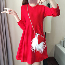 Sweater Dress Women O-neck Long Sleeve A Line Thick Knit Mini Dress 2018 Autumn Winter Bodycon Female Slim Girl Short Dress 2024 - buy cheap