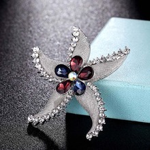 zlxgirl luxury brand Seastars crystal brooches of Anniversary Jewelry metal alloy scarf Pins Brooches women bridal broches 2024 - buy cheap