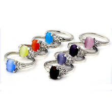 10pcs Cat Eye Stone Rings Fashion Women Jewelry Silver Plated Ring Wholesale mix lot High Quality Drop Free shipping 2024 - buy cheap