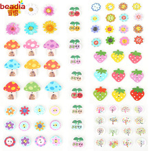 Multi Shapes 50pcs/lot Wooden Buttons two Holes Random Mixed Color For DIY Craft Handmade Scrapbook Sewing Accessories 2024 - buy cheap
