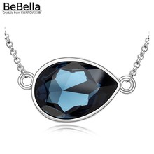 BeBella-Colgante de gota horizontal grande para mujer, collar en montana Azul, hecho con Cristales austriacos de Swarovski, regalo 2024 - compra barato